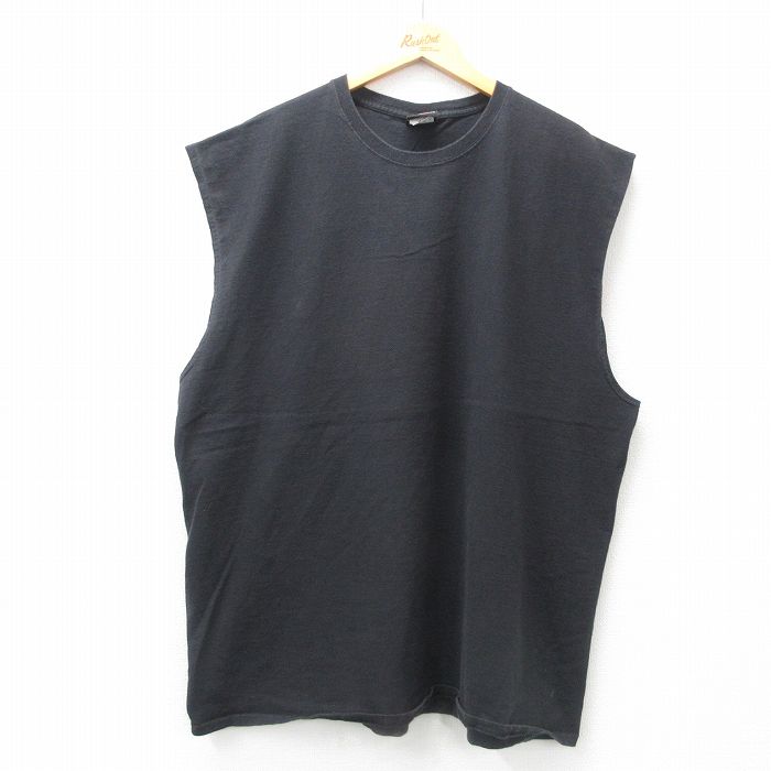 XL★古着 ハーレーダビッドソン Harley Davidson ノースリーブ Tシャツ メンズ 無地 大きいサイズ コットン クルーネック 黒 ブラック 【spe】 25jun21 中古