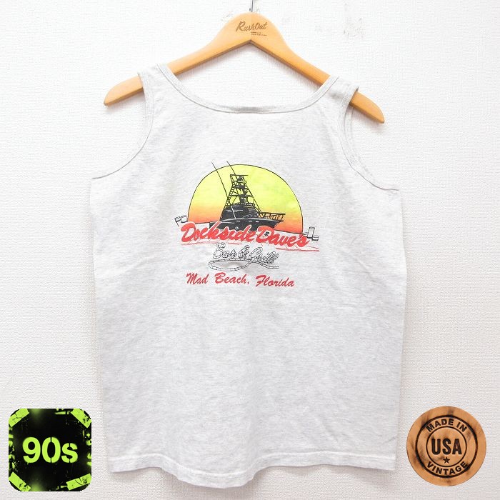【50%OFF】90s タンクトップ 船 グレー L | 古着