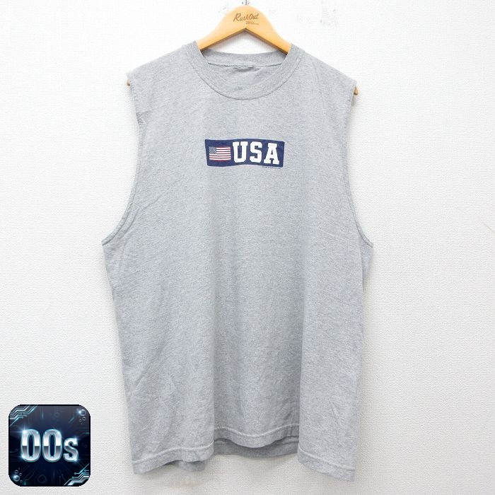 ノースリーブTシャツ USAロゴ グレー XL | 古着