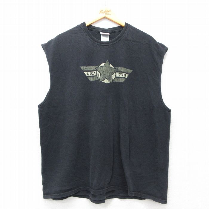 ノースリーブTシャツ ミリタリー ブラック XL | 古着