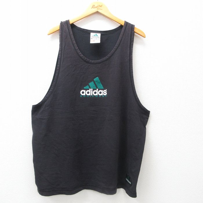 【50%OFF】XL★古着 アディダス adidas ビンテージ タンクトップ メンズ 90年代 90s ビッグロゴ エキップメント 大きいサイズ クルーネック 黒 ブラック 【spe】 25jun26 中古