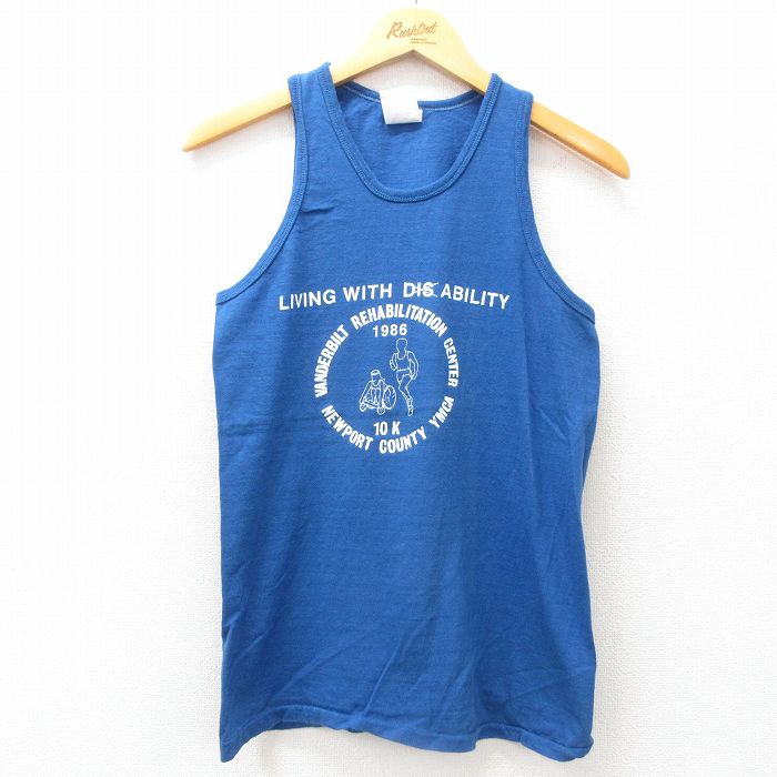 S★古着 ビンテージ タンクトップ メンズ 80年代 80s 10K YMCA コットン クルーネック 紺 ネイビー 25jun26 中古