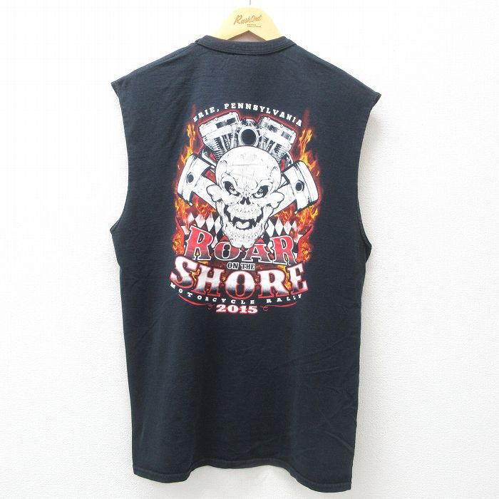 ノースリーブTシャツ スカル ブラック XL | 古着