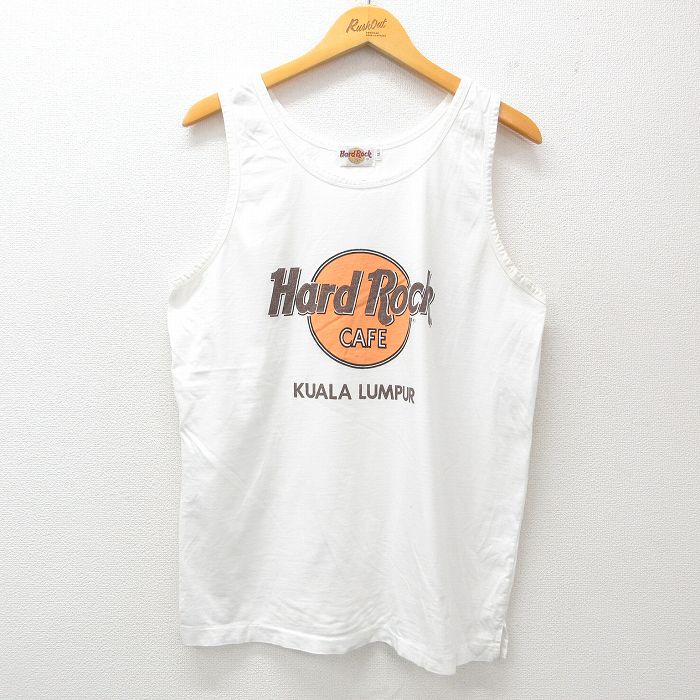 L★古着 ビンテージ タンクトップ メンズ 90年代 90s ハードロックカフェ クアラルンプル 白 ホワイト 25jun26 中古