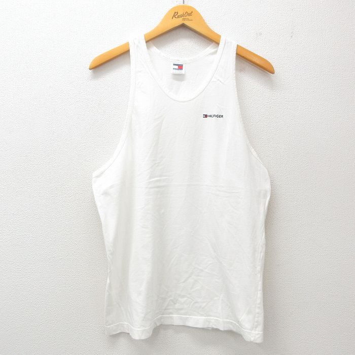 トミーヒルフィガー 90s タンクトップ ワンポイントロゴ ホワイト M | 古着