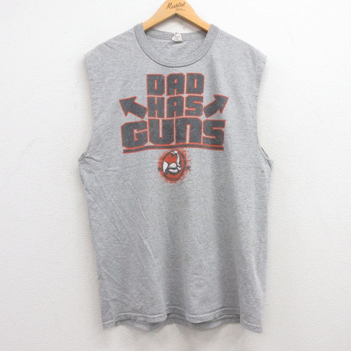 【20%OFF】XL★古着 ジャージーズ ノースリーブ Tシャツ メンズ DAD クルーネック グレー 霜降り 25jun28 中古