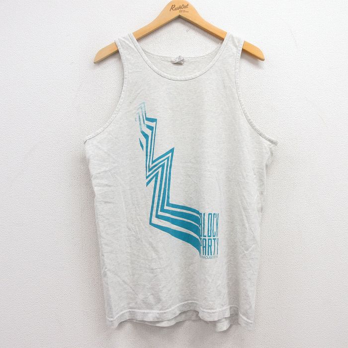 L★古着 タンクトップ メンズ シラキュース BLOCK クルーネック 薄グレー 霜降り 25jun28 中古