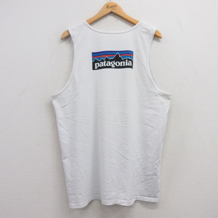 XL★古着 パタゴニア patagonia タンクトップ メンズ ビッグロゴ クルーネック 白系 ホワイト 25jun28 中古