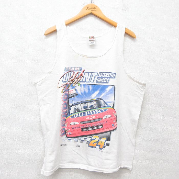 フルーツオブザルーム 90s タンクトップ レーシングカー ホワイト XL | 古着