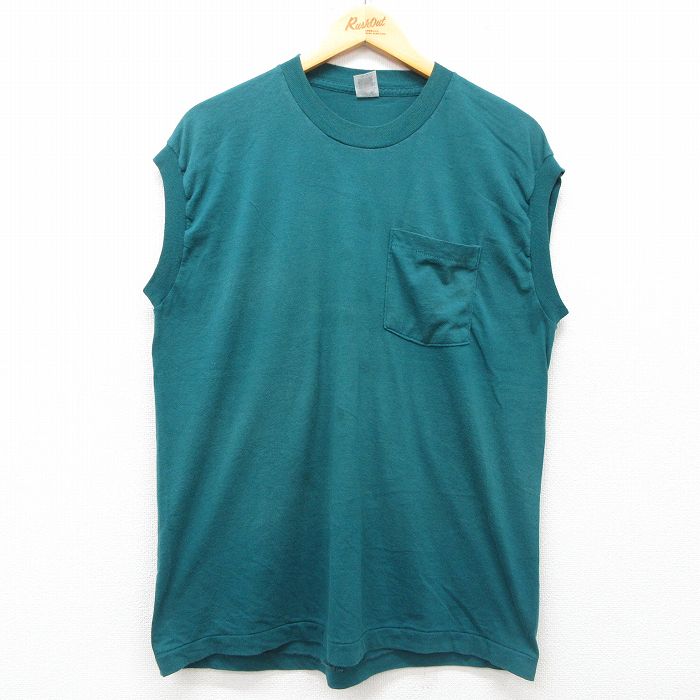 フルーツオブザルーム 90s ノースリーブTシャツ 胸ポケット グリーン L | 古着