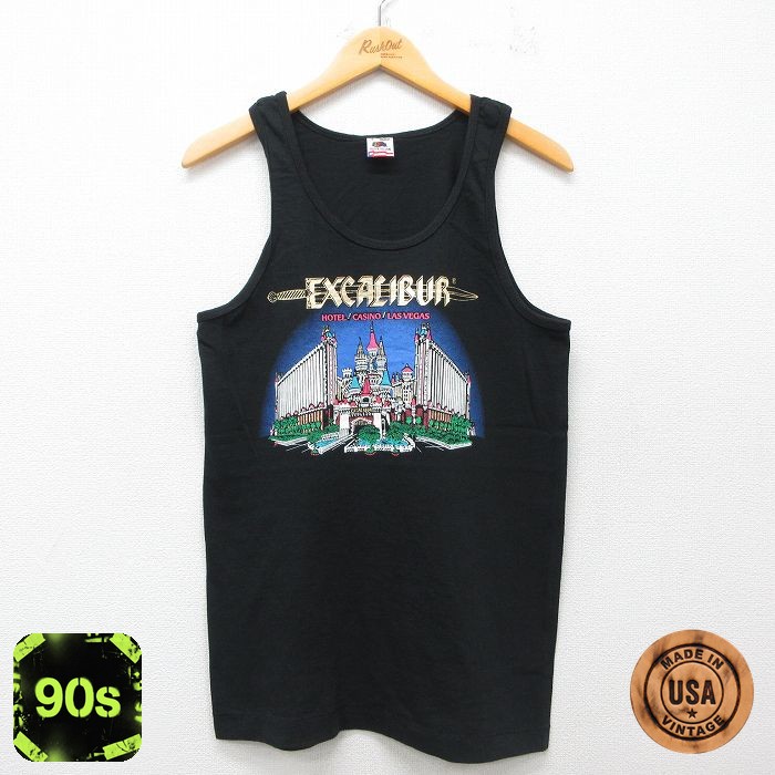 【50%OFF】フルーツオブザルーム 90s タンクトップ EXCALIBUR ブラック S | 古着