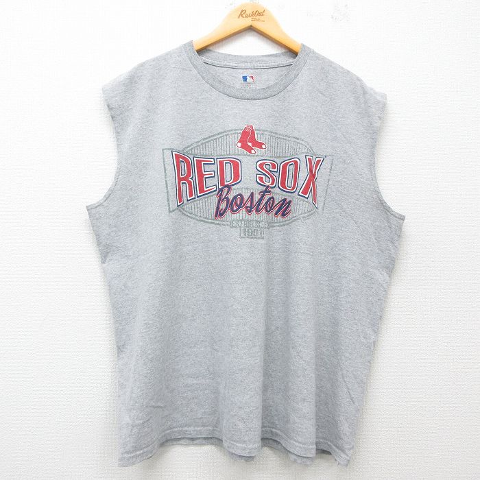 MLB ノースリーブTシャツ ボストンレッドソックス グレー XL | 古着