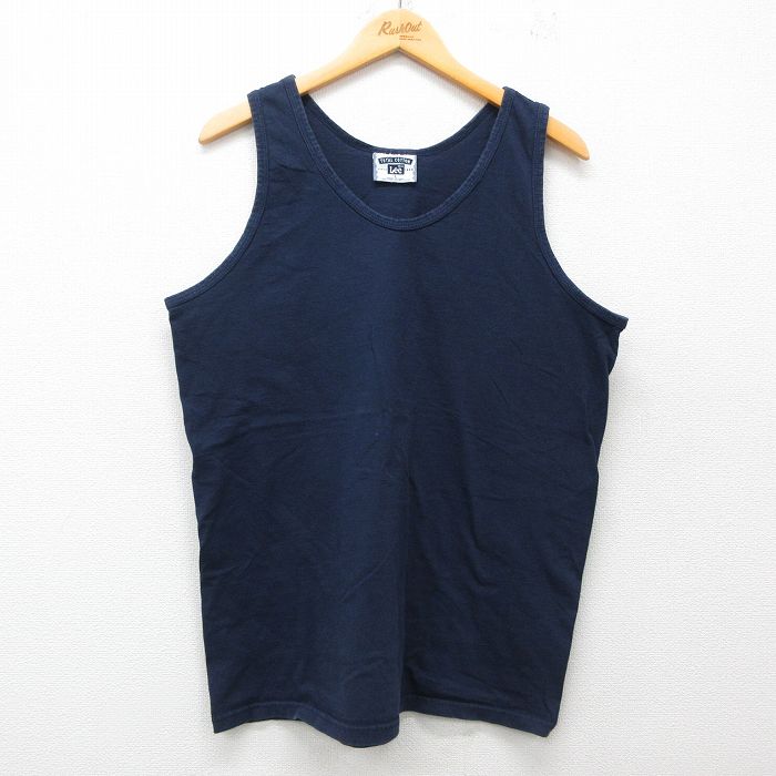 【20%OFF】L★古着 リー Lee ビンテージ タンクトップ メンズ 90年代 90s 無地 コットン クルーネック USA製 紺 ネイビー 25jun30 中古