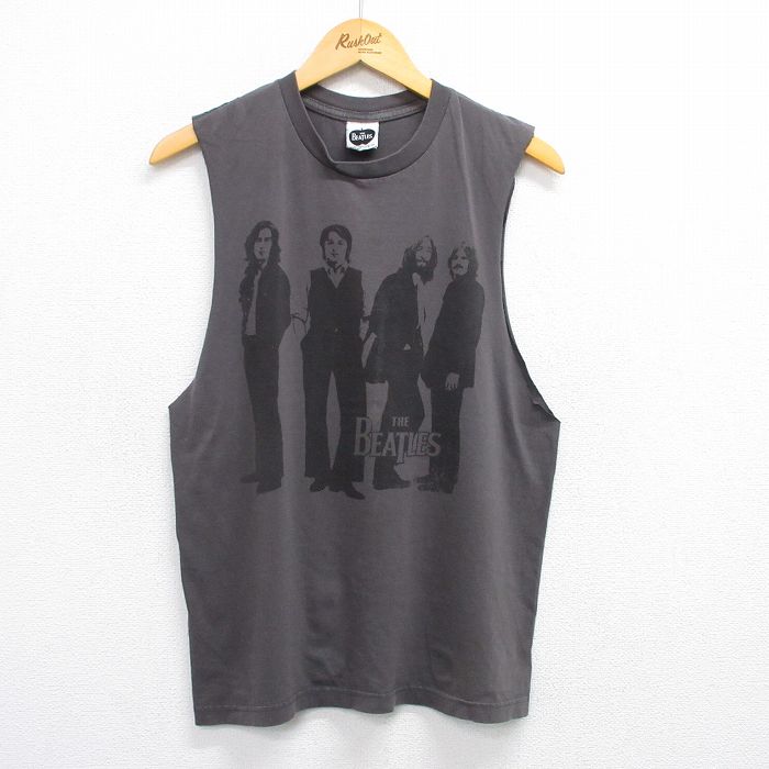 M★古着 ノースリーブ ビンテージ ロック バンド Tシャツ メンズ 00年代 00s ビートルズ The Beatles コットン クルーネック 濃グレー 【spe】 25jul02 中古