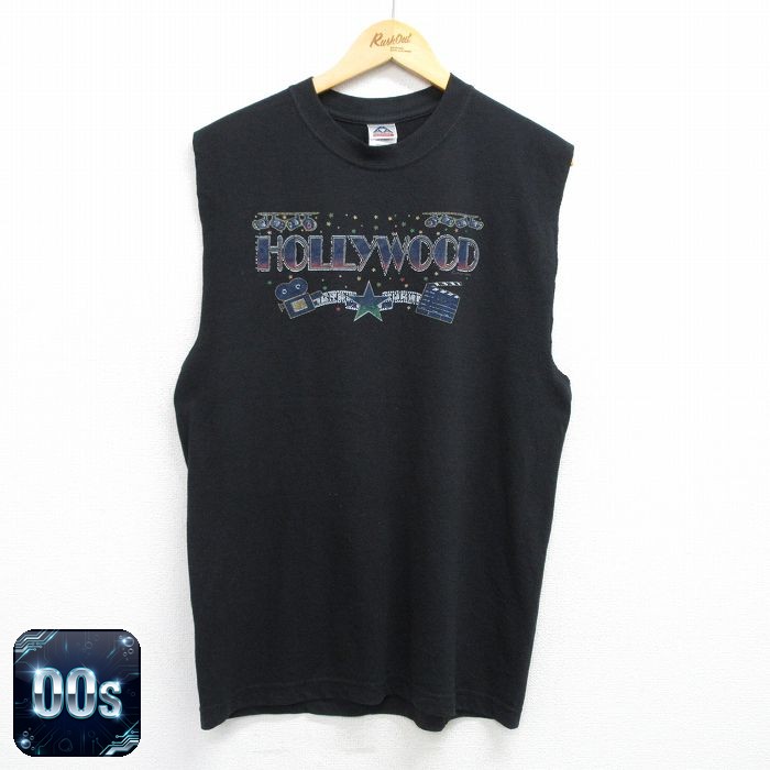 ノースリーブTシャツ ハリウッド ブラック L | 古着