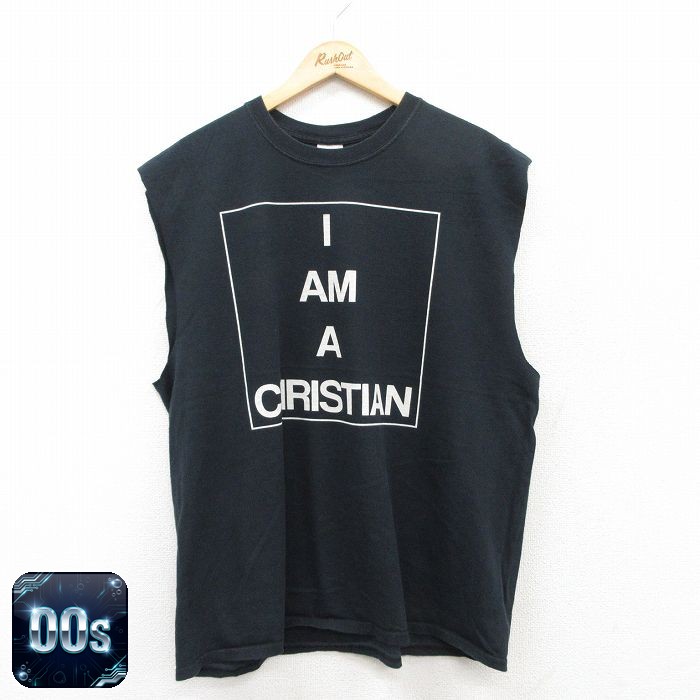 【50%OFF】00s ノースリーブTシャツ CHRISTIAN ブラック XL | 古着
