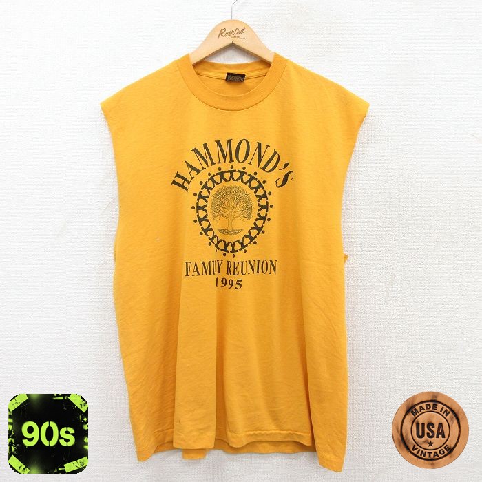 【50%OFF】フルーツオブザルーム 90s ノースリーブTシャツ HAMMONDS イエロー XL | 古着
