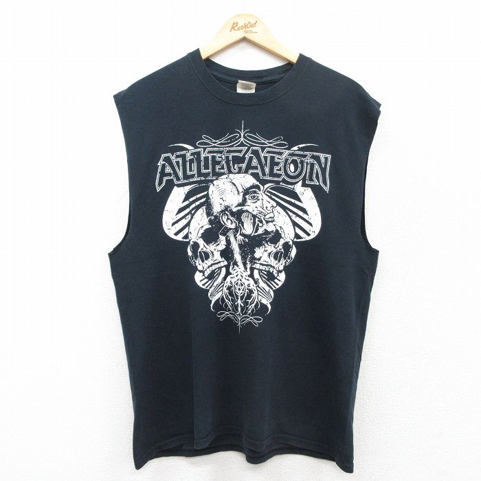 L★古着 ノースリーブ ビンテージ ロック バンド Tシャツ メンズ 00年代 00s アリージョン コットン クルーネック 紺 ネイビー 25jul04 中古