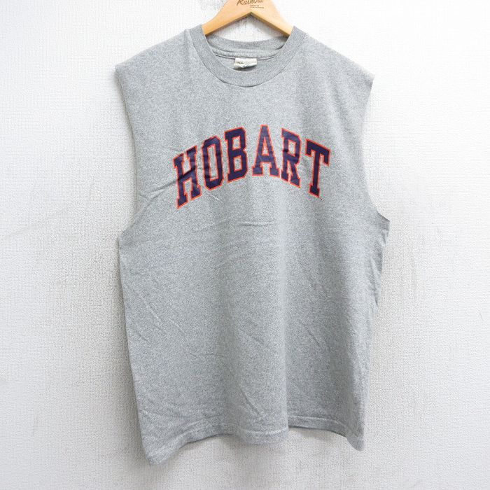 L★古着 ノースリーブ ビンテージ Tシャツ メンズ 90年代 90s ホバート クルーネック USA製 グレー 霜降り 25jul05 中古