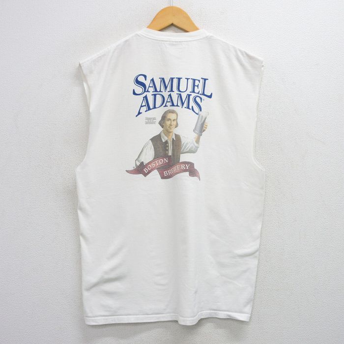 【20%OFF】L★古着 ヘインズ Hanes ノースリーブ ビンテージ Tシャツ メンズ 00年代 00s サミュエルアダムズ クルーネック 白 ホワイト 25jul05 中古