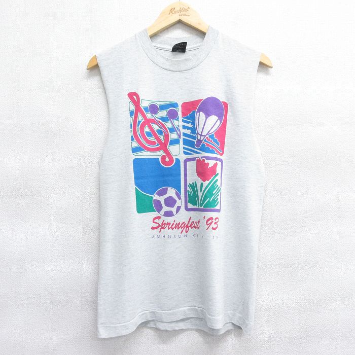 フルーツオブザルーム 90s ノースリーブTシャツ 音符 グレー M | 古着