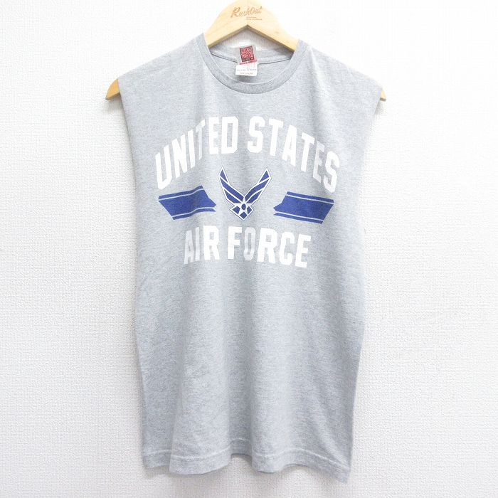 【50%OFF】M★古着 ノースリーブ ビンテージ Tシャツ メンズ 00年代 00s ミリタリー USエアフォース クルーネック USA製 グレー 霜降り 25jul07 中古