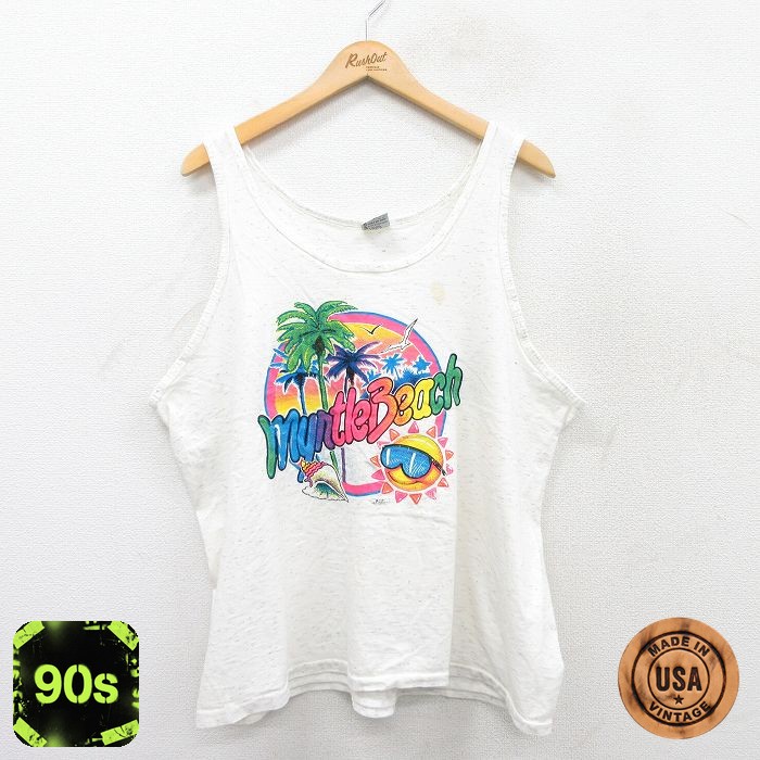 【50%OFF】90s タンクトップ マートルビーチ ホワイト XL | 古着