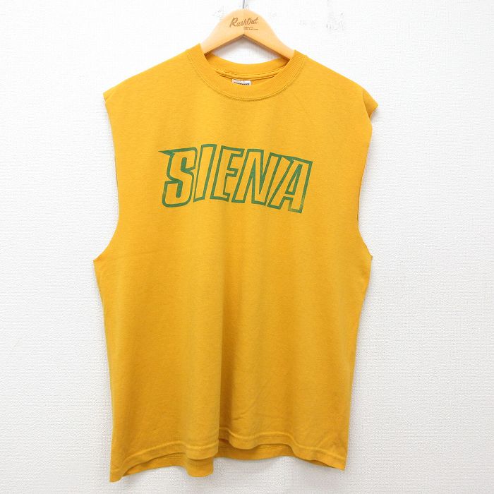 L★古着 ジャージーズ ノースリーブ Tシャツ メンズ SIENA クルーネック 黄 イエロー 25jul07 中古