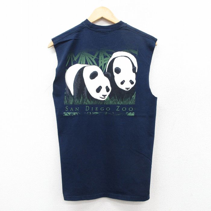 00s ノースリーブTシャツ パンダ ネイビー M | 古着
