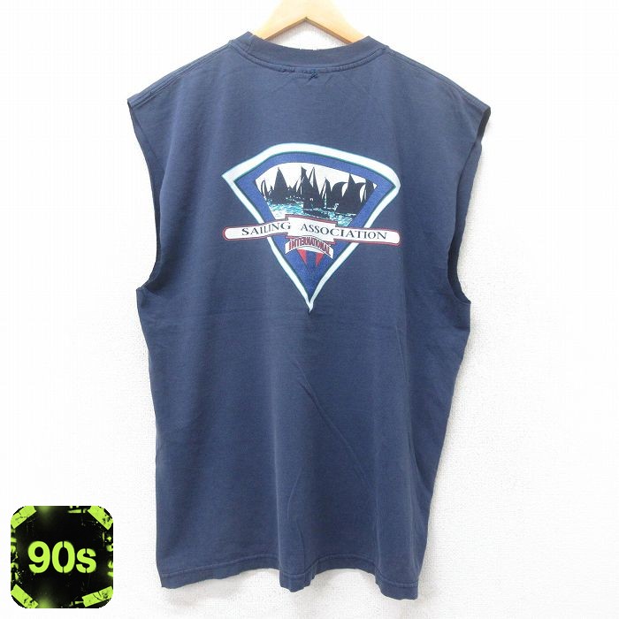 タウンクラフト 90s ノースリーブTシャツ セーリング ネイビー XL | 古着