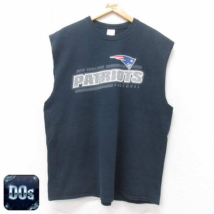 【50%OFF】00s ノースリーブTシャツ NFL ニューイングランドペイトリオッツ ブラック XL | 古着