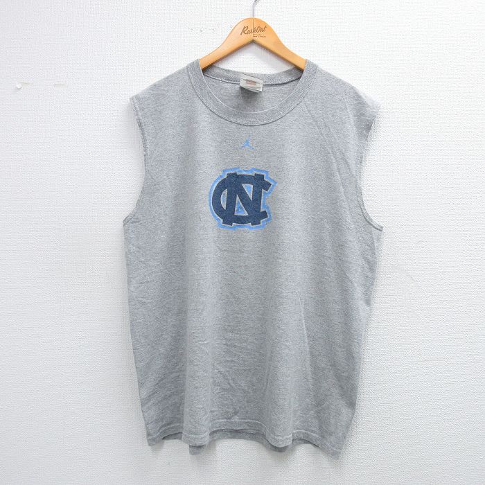XL★古着 ナイキ NIKE ノースリーブ ビンテージ Tシャツ メンズ 00年代 00s ノースカロライナターヒールズ マイケルジョーダン エアジョーダン 大きいサイズ クルーネック グレー 霜降り 25jul10 中古
