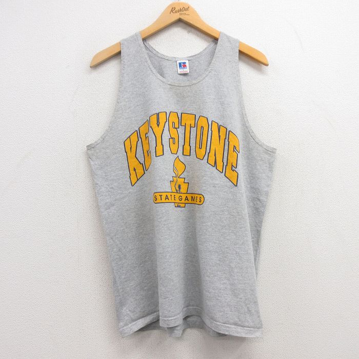 L★古着 ラッセル ビンテージ タンクトップ メンズ 00年代 00s キーストーン クルーネック グレー 霜降り 25jul12 中古