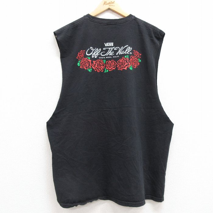 XL★古着 バンズ VANS ノースリーブ Tシャツ メンズ ビッグロゴ 大きいサイズ クルーネック 黒 ブラック 25jul12 中古