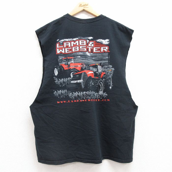 ビンテージ ノースリーブTシャツ トラクター ブラック XL | 古着