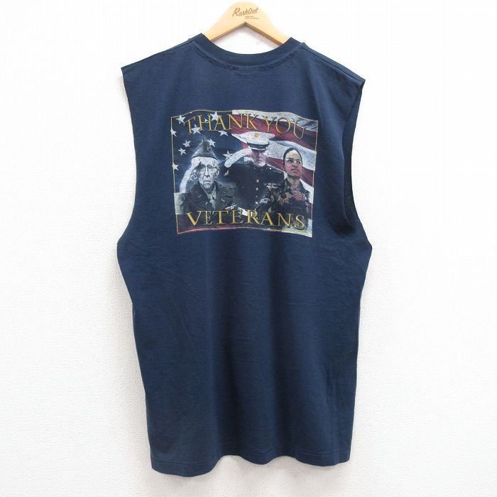 90s ノースリーブTシャツ 星条旗 ネイビー XL | 古着