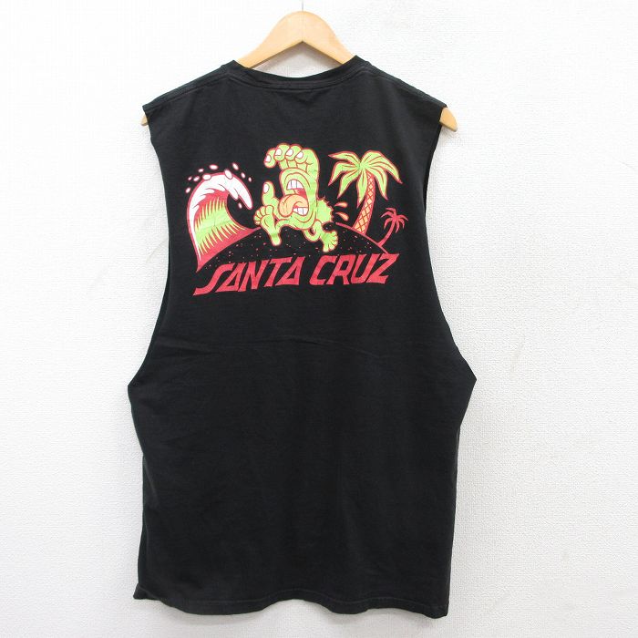 L★古着 ノースリーブ Tシャツ メンズ サンタクルーズ スクリーミングハンド クルーネック 黒 ブラック 25jul12 中古