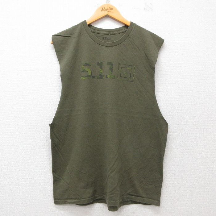 5.11タクティカル ノースリーブTシャツ ビッグロゴ グリーン L | 古着