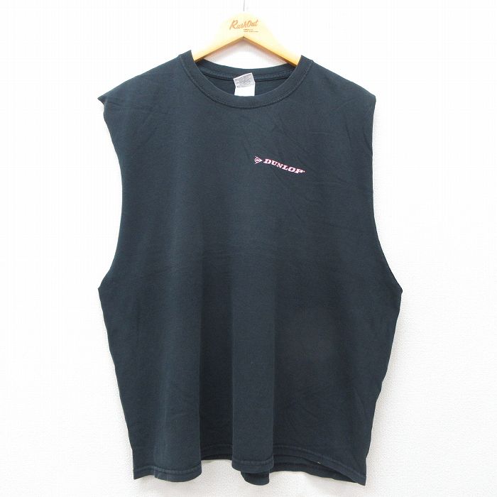 XL★古着 ノースリーブ ビンテージ Tシャツ メンズ 00年代 00s ダンロップ 大きいサイズ コットン クルーネック 黒 ブラック 【spe】 25jul12 中古