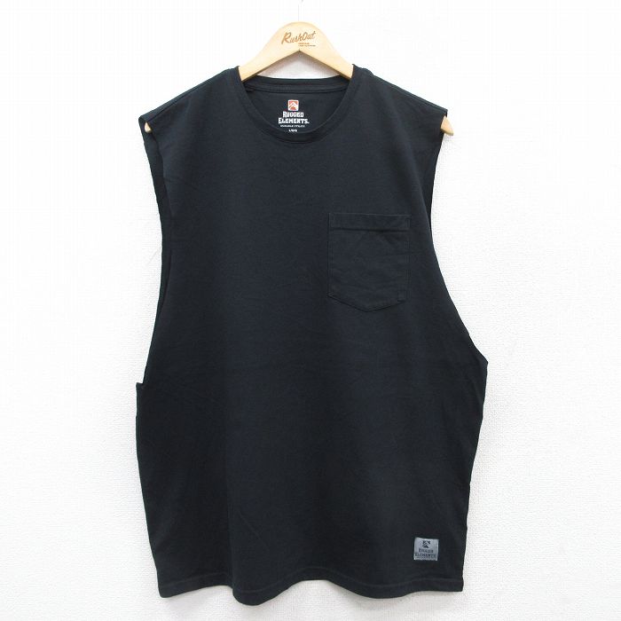 ノースリーブTシャツ 胸ポケット ブラック XL | 古着