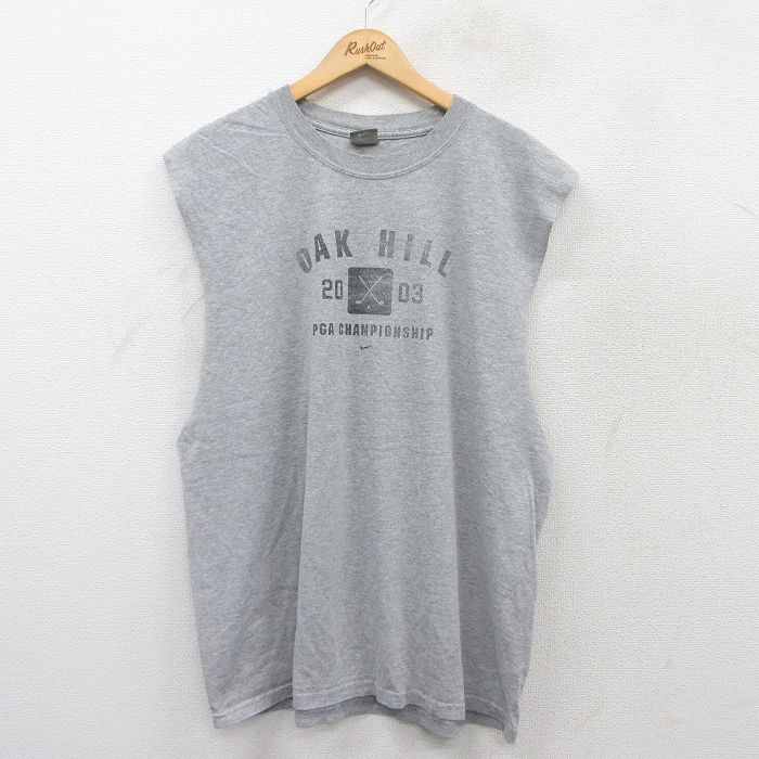 ナイキ 00s ノースリーブTシャツ ワンポイント グレー XL | 古着