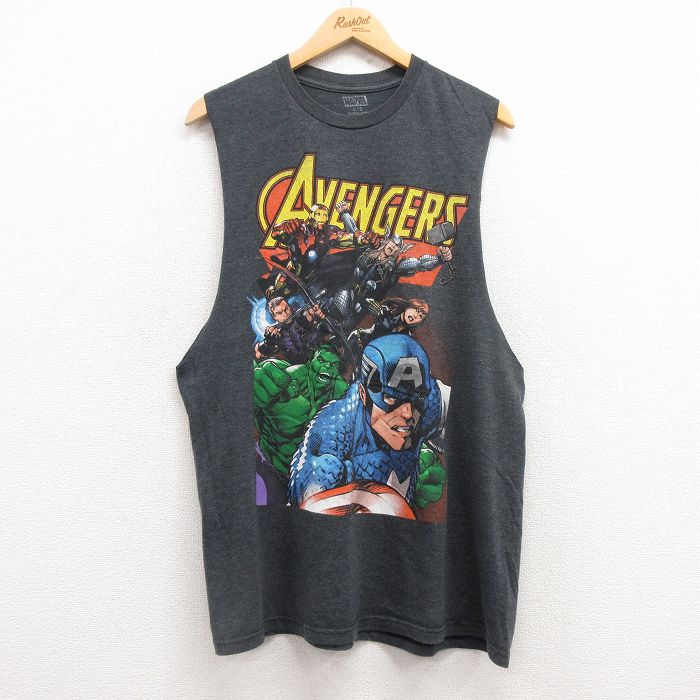 マーベル ノースリーブTシャツ キャプテンアメリカ グレー L | 古着
