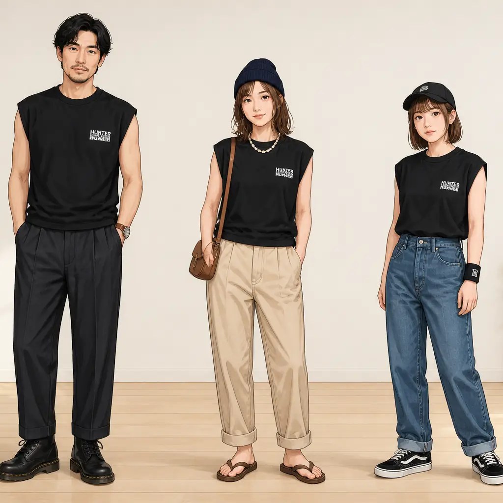 古着通販 M☆古着 ノースリーブ Tシャツ メンズ アニメ ハンター