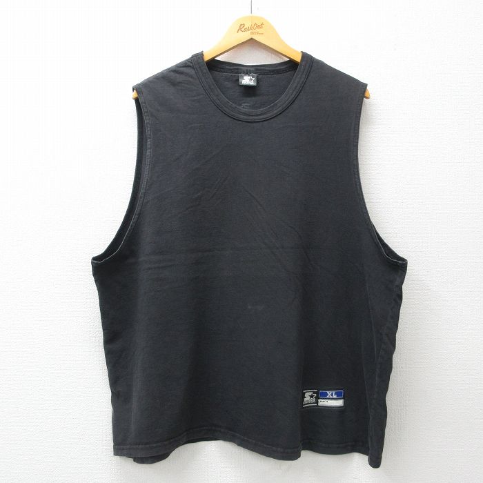 XL★古着 スターター STARTER ノースリーブ ビンテージ Tシャツ メンズ 00年代 00s 無地 大きいサイズ クルーネック 黒 ブラック 25jul17 中古