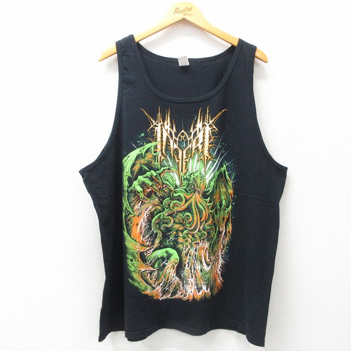 【50%OFF】XL★古着 フルーツオブザルーム ロック バンド タンクトップ メンズ インフェリ 大きいサイズ コットン クルーネック 黒 ブラック 25jul17 中古