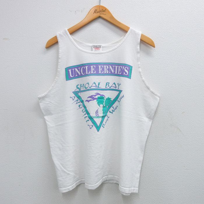XL★古着 オニータ ONEITA ビンテージ タンクトップ メンズ 90年代 90s UNCLE ERNIES コットン クルーネック USA製 白 ホワイト 25jul18 中古