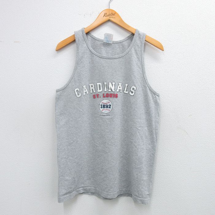 【20%OFF】M★古着 ビンテージ タンクトップ メンズ 00年代 00s MLB セントルイスカージナルス クルーネック グレー 霜降り メジャーリーグ ベースボール 野球 25jul18 中古