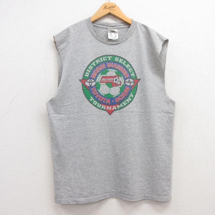 L★古着 アディダス adidas ノースリーブ ビンテージ Tシャツ メンズ 00年代 00s サッカー トヨタ SCION クルーネック グレー 霜降り 25jul18 中古