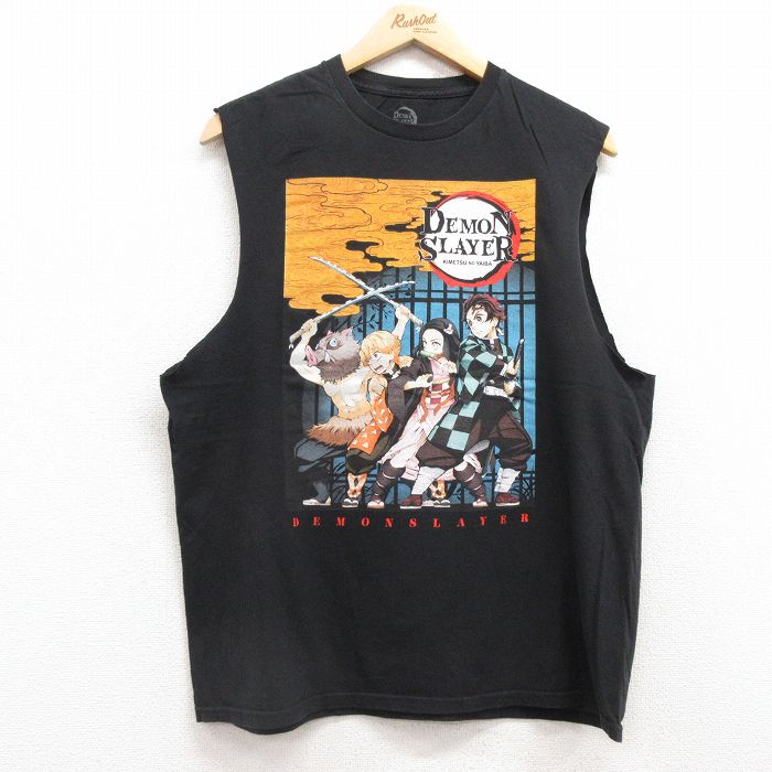 半袖Tシャツ 鬼滅の刃竈門炭治郎プリント ブラック L | 古着