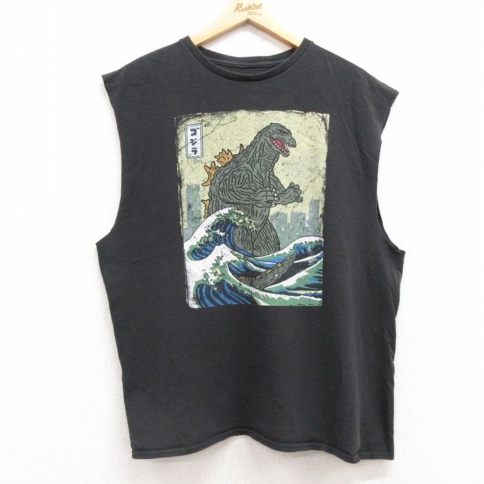 ノースリーブTシャツ ゴジラ ブラック XL | 古着